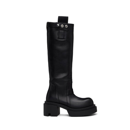 RICK OWENS Black Hollywood Pull On Bogun Tall Boots