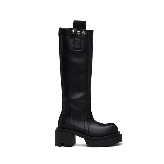 RICK OWENS Black Hollywood Pull On Bogun Tall Boots