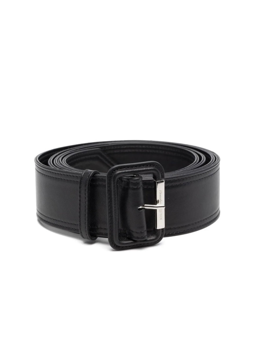 Alexander McQueen Pointed Leather Buckle Belt