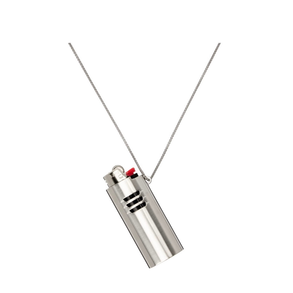 RICK OWENS Silver Porterville Lighter Holder Charm Necklace
