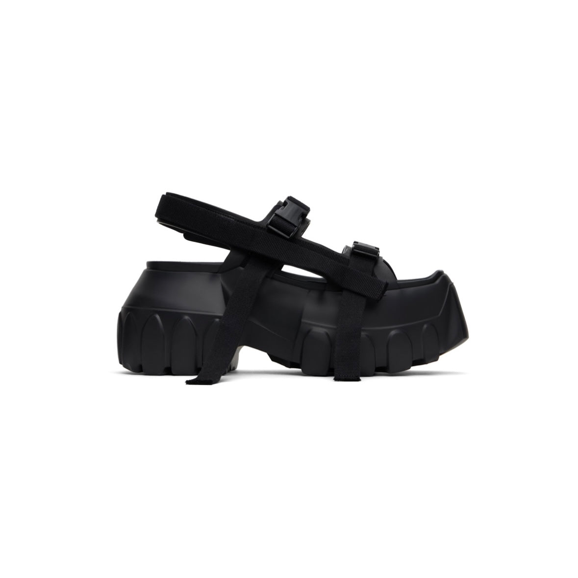 RICK OWENS Black Hollywood Mega Tractor Heeled Sandals