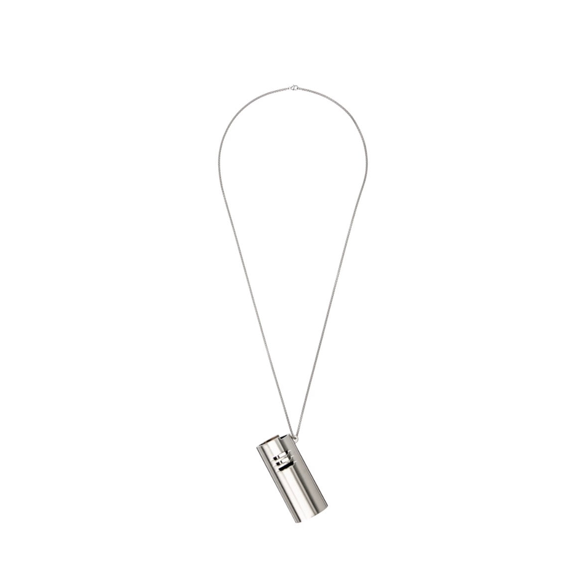 RICK OWENS Silver Porterville Lighter Holder Charm Necklace