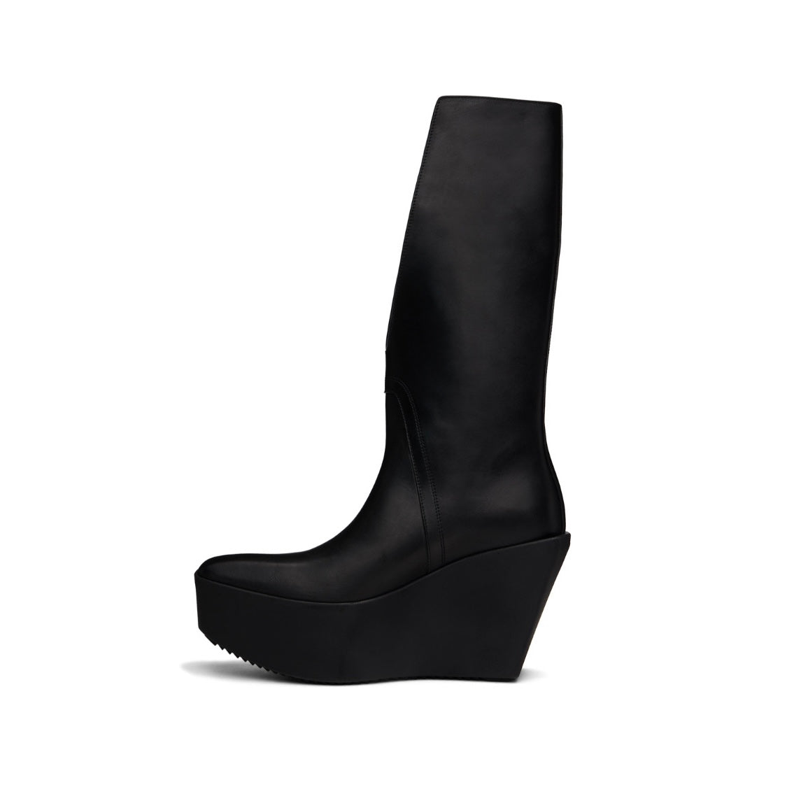 RICK OWENS Black Hollywood Sliver Platform Winged Kowboys Tall Boots