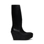 RICK OWENS Black Hollywood Sliver Platform Winged Kowboys Tall Boots