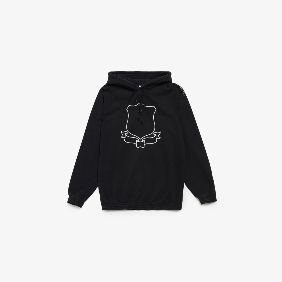 NUMBER NINE  Black Shield Printed Ragged Cotton Hoodie