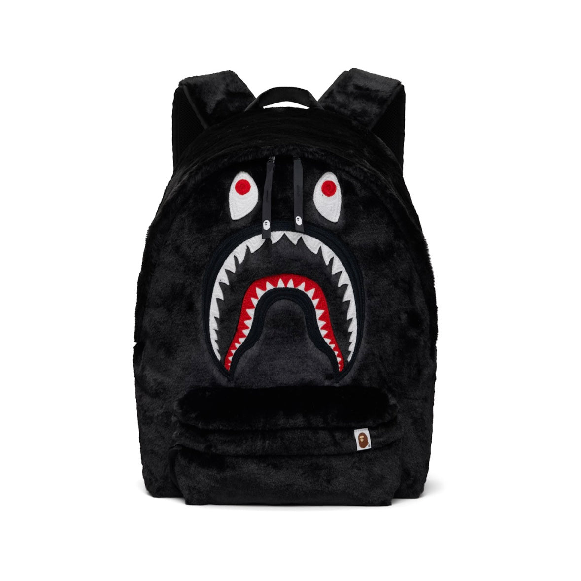 BAPE Black Shark Faux-Fur Daypack Backpack