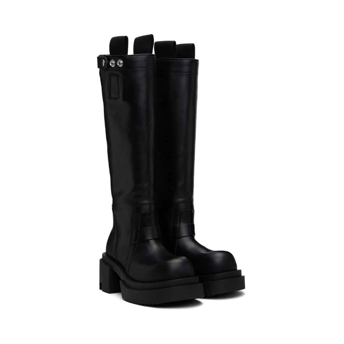 RICK OWENS Black Hollywood Pull On Bogun Tall Boots