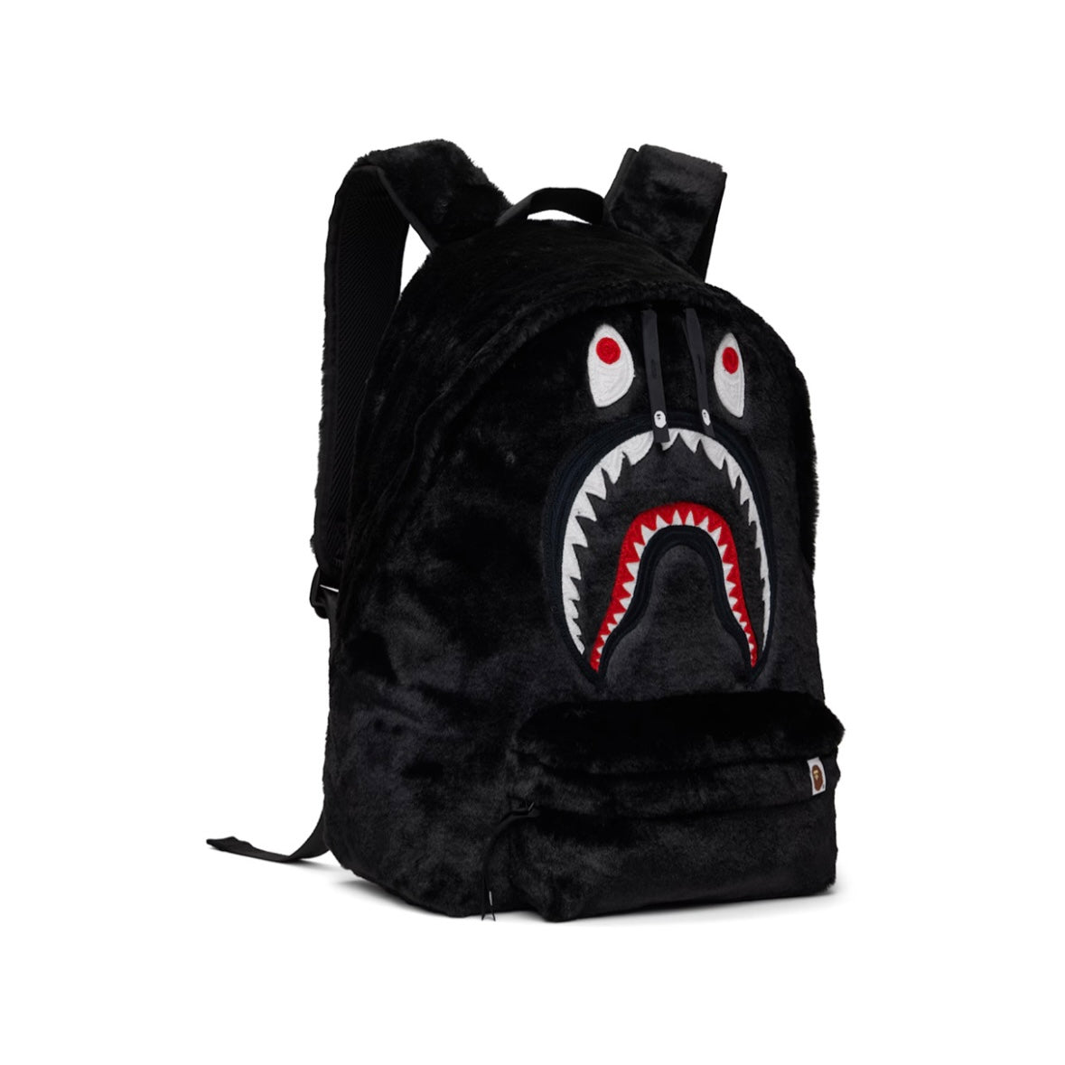 BAPE Black Shark Faux-Fur Daypack Backpack