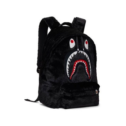 BAPE Black Shark Faux-Fur Daypack Backpack