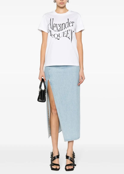 Alexander McQueen Logo-Print Cotton T-shirt White