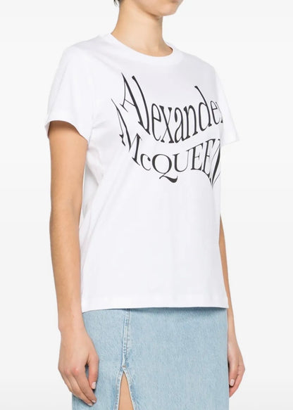 Alexander McQueen Logo-Print Cotton T-shirt White