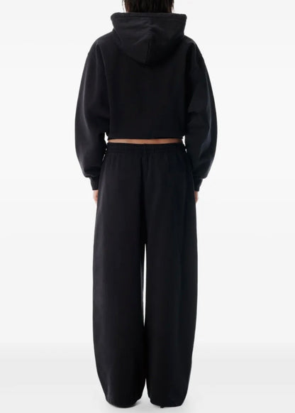 Alexander Wang Rhinestone-Drawcord Zip-Up Hoodie