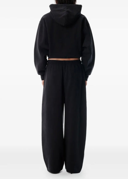 Alexander Wang Rhinestone-Drawcord Cotton Track Pants