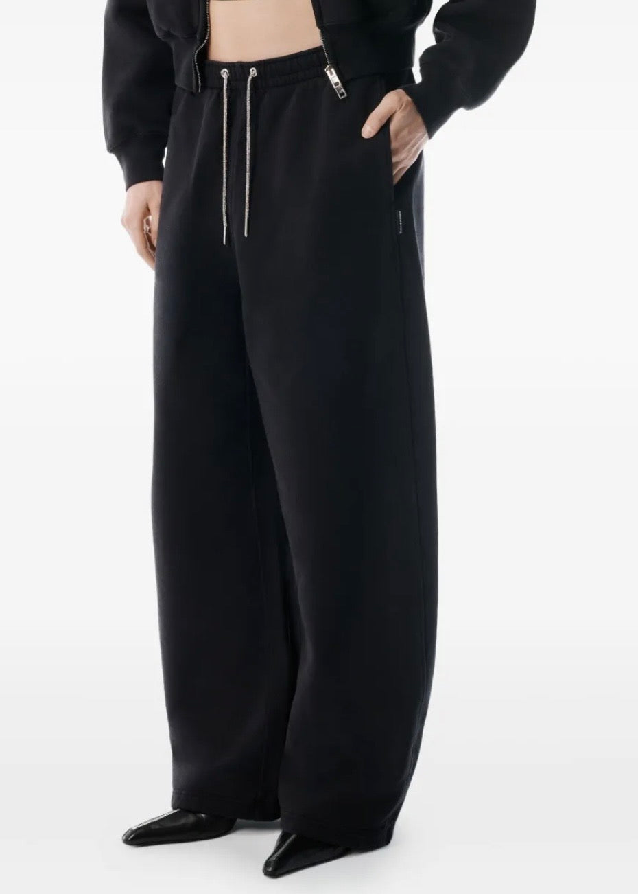 Alexander Wang Rhinestone-Drawcord Cotton Track Pants