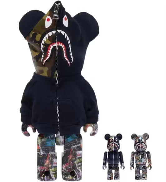 Bearbrick Bape Legacy Camo Shark 100% & 400% Set