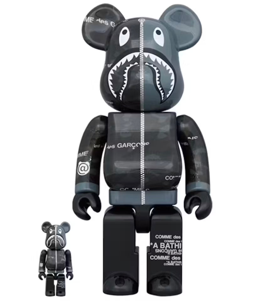 Bearbrick x BAPE x Comme des Garcons Camo Shark 100% & 400% Set