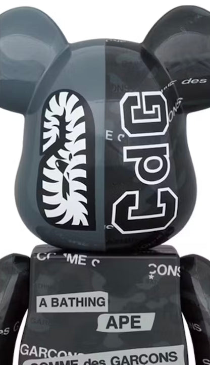 Bearbrick x BAPE x Comme des Garcons Camo Shark 100% & 400% Set