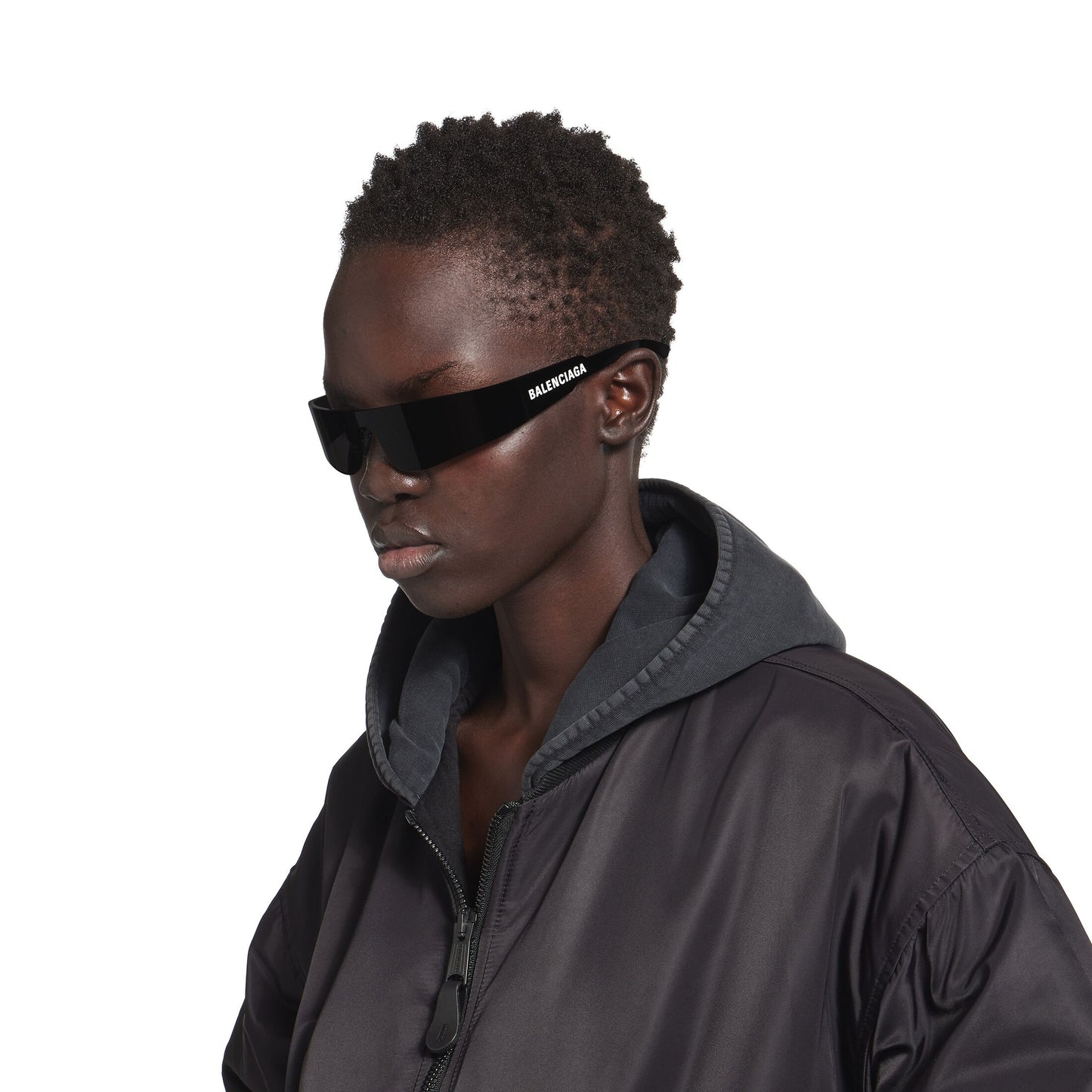 Balenciaga Mono Rectangle Sunglasses in Black