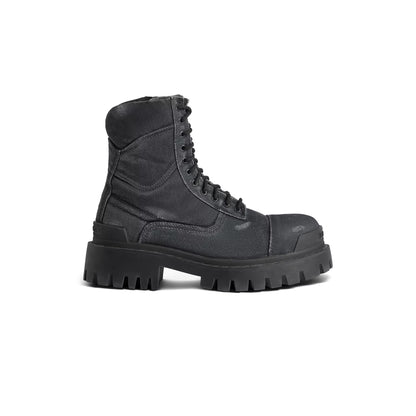 Balenciaga Combat Strike 20mm Boot in black cotton canvas