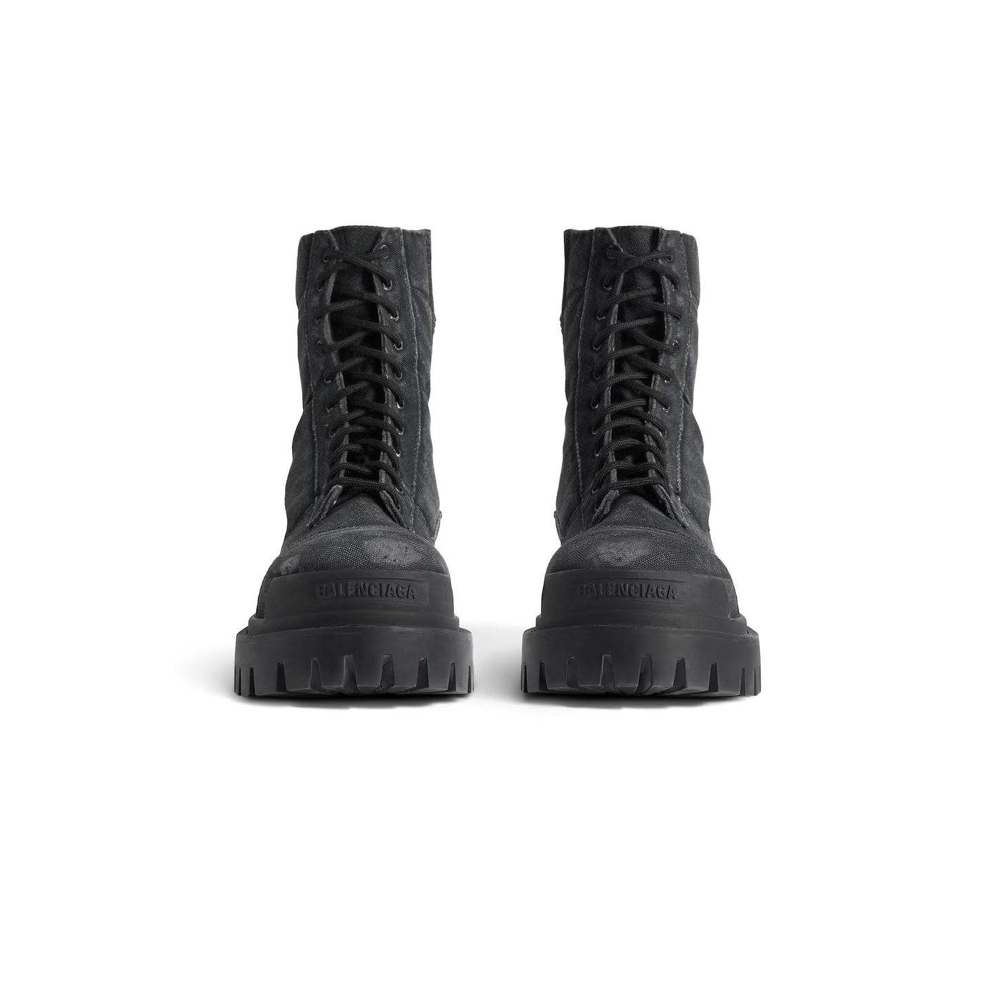 Balenciaga Combat Strike 20mm Boot in black cotton canvas