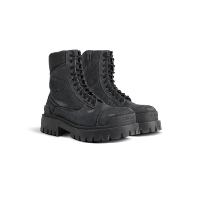 Balenciaga Combat Strike 20mm Boot in black cotton canvas