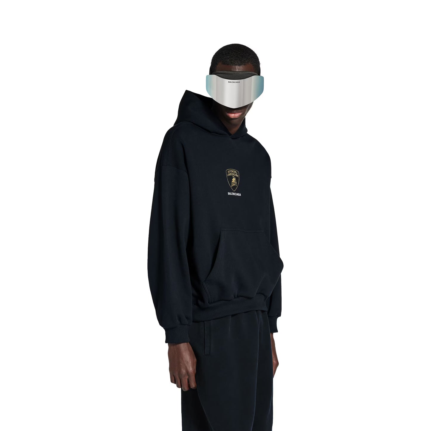 Balenciaga I Automobili Lamborghini Hoodie Medium Fit in Black Faded