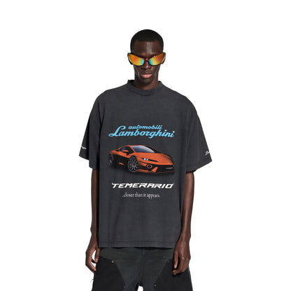 Balenciaga I Automobili Lamborghini Oversized T-shirt in Black Faded