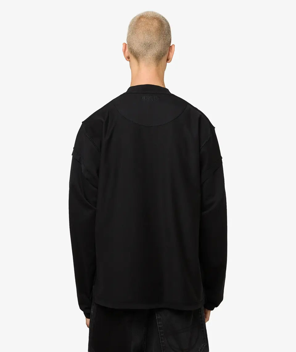 VETEMENTS Embroidered Reworked Long Sleeve T-Shirt - Black