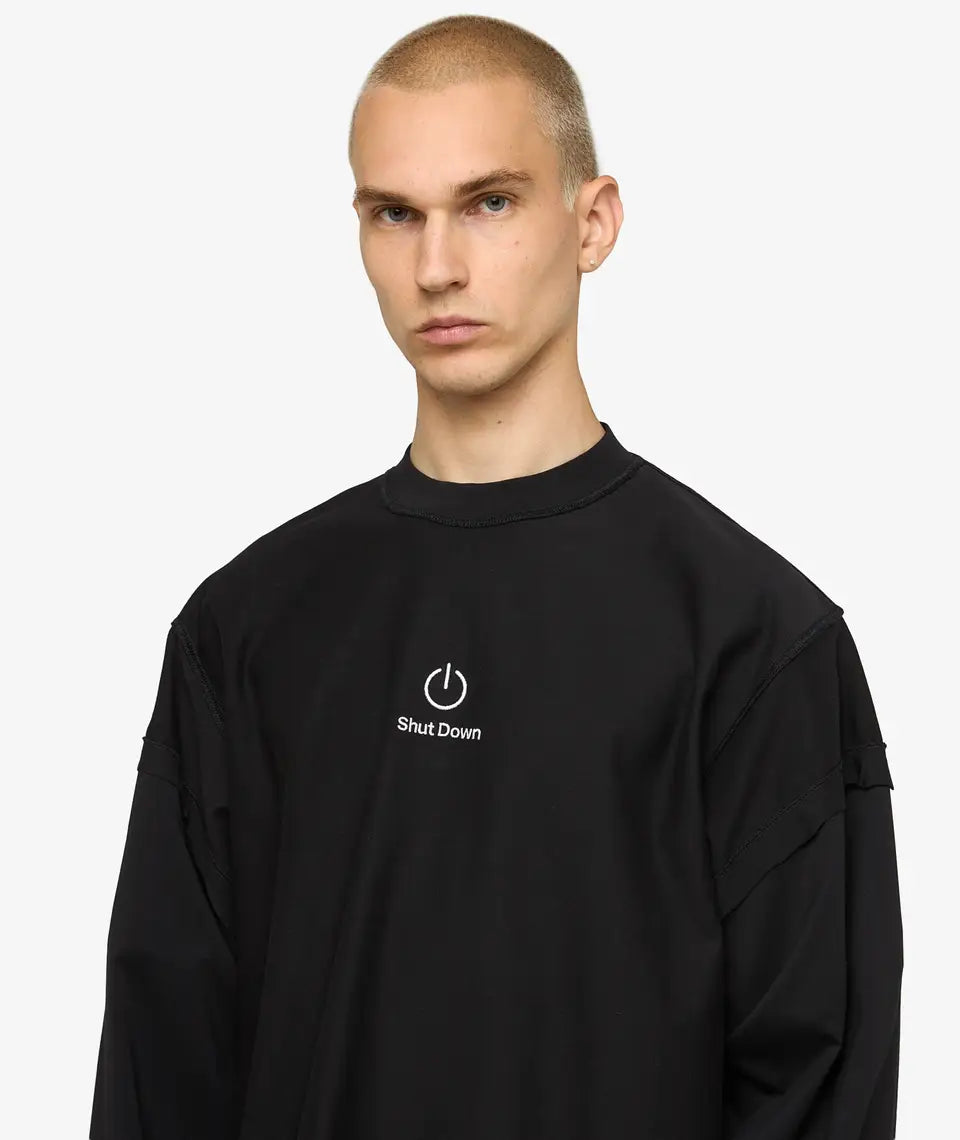 VETEMENTS Embroidered Reworked Long Sleeve T-Shirt - Black