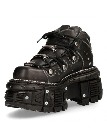 New Rock Boot ANKLE IMPERFECT WITH LACES M-TANK106-C4 Black