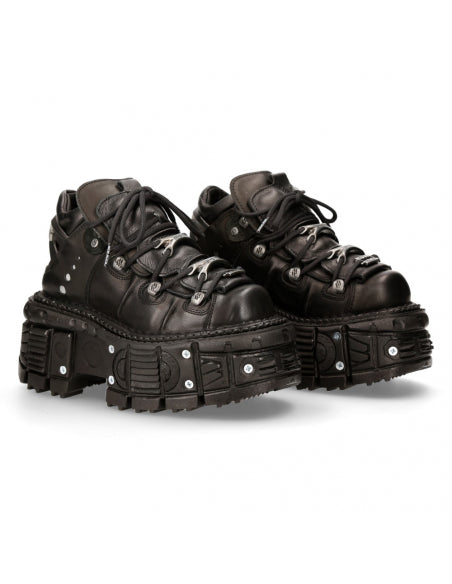 New Rock ANKLE BOOT BLACK IMPERFECT WITH LACES M-TANK106-R20 Black