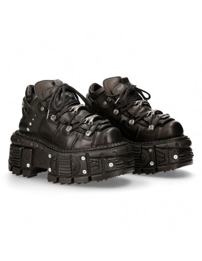 New Rock ANKLE BOOT BLACK IMPERFECT WITH LACES M-TANK106-R20 Black