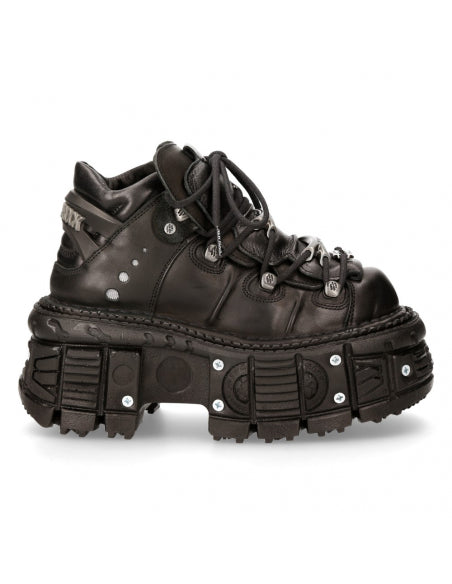 New Rock ANKLE BOOT BLACK IMPERFECT WITH LACES M-TANK106-R20 Black