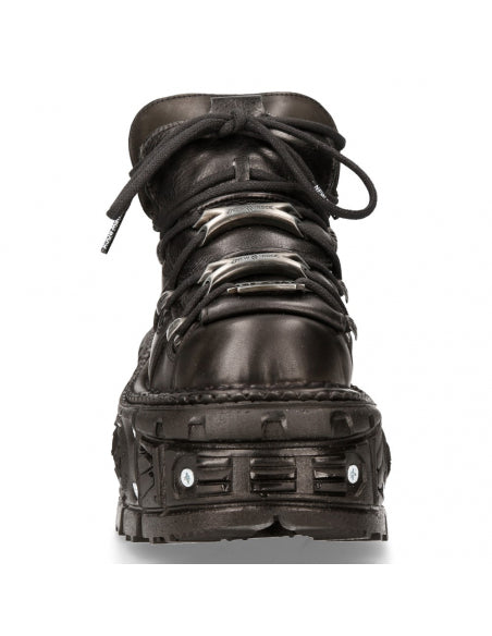 New Rock ANKLE BOOT BLACK IMPERFECT WITH LACES M-TANK106-R20 Black