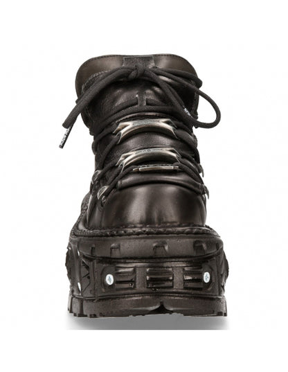 New Rock ANKLE BOOT BLACK IMPERFECT WITH LACES M-TANK106-R20 Black