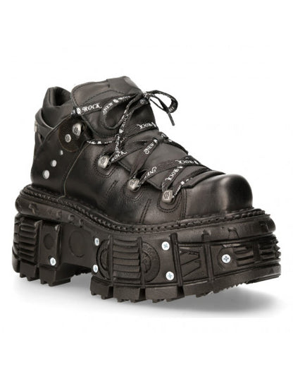 New Rock Boot ANKLE IMPERFECT WITH LACES M-TANK106NLACE-C1 Black