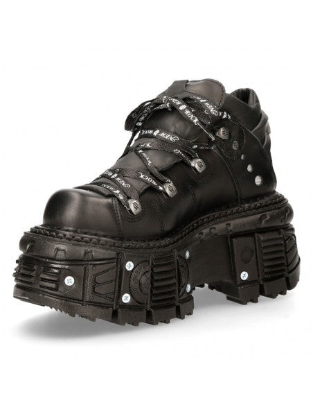 New Rock Boot ANKLE IMPERFECT WITH LACES M-TANK106NLACE-C1 Black